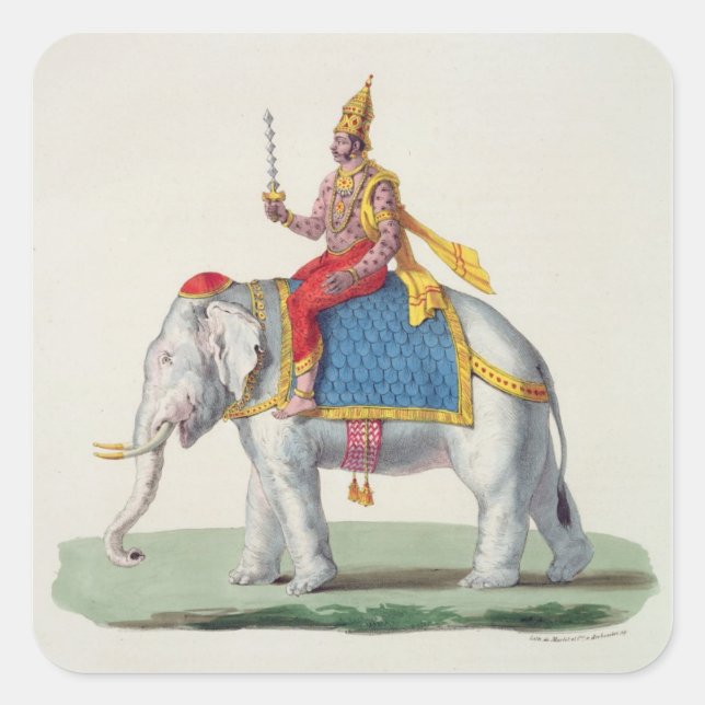 Indra oder Devendra, von 'L'Inde francaise..', eng Quadratischer Aufkleber (Vorderseite)