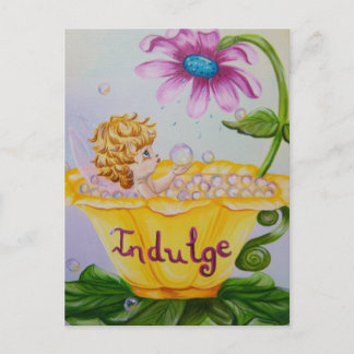 "INDULGE" Wertvoll Wings Fairy Postcard Postkarte