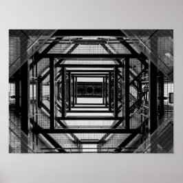 Industrial Architecture Symmetry Black and White Poster