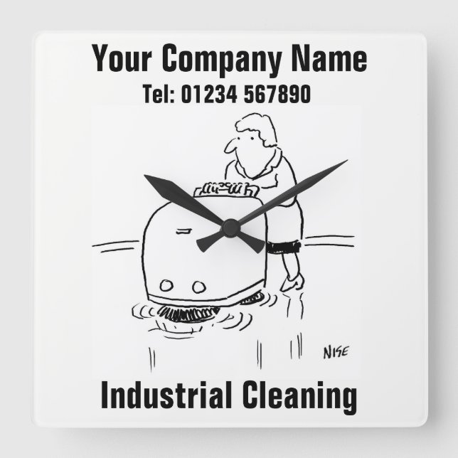 Industrial Cleaning Quadratische Wanduhr (Vorderseite)