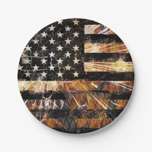 Industrial Construction Flag Sparks Pappteller