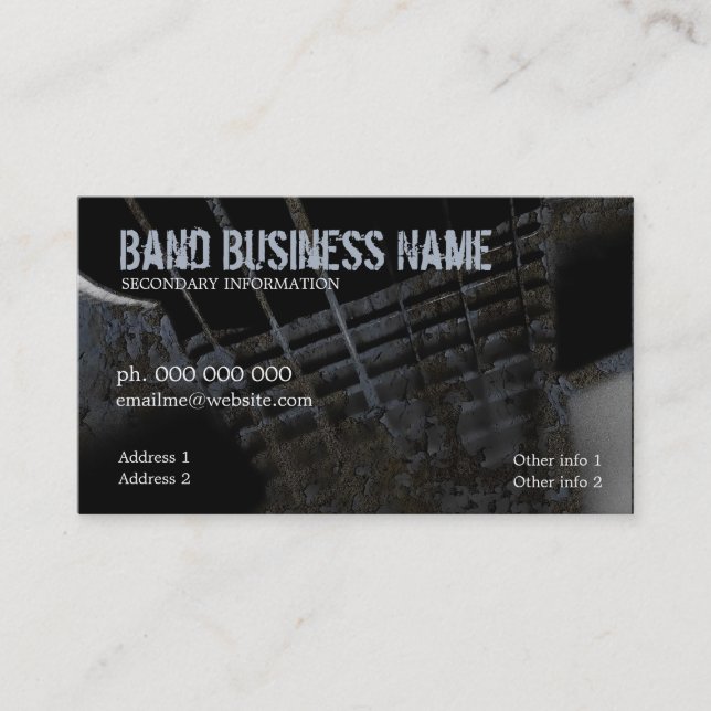 Industrial Grunge Guitar Business Card Visitenkarte (Vorderseite)