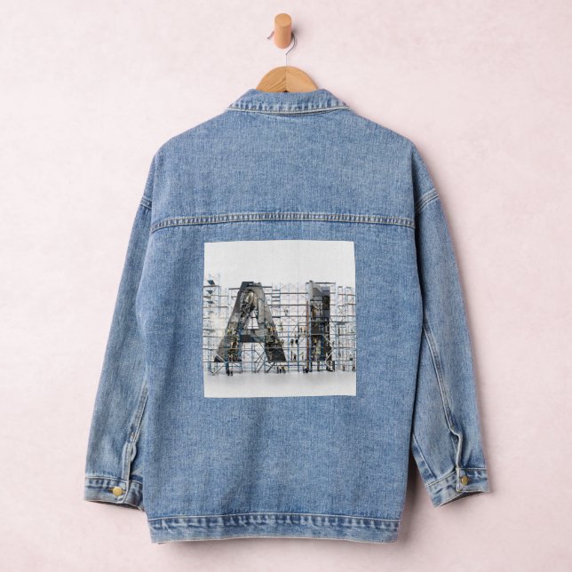 Industrial Letterform – AI Jeansjacke (Hangar)