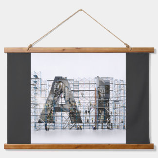Industrial Letterform – AI Wandteppich Mit Holzrahmen
