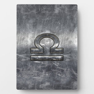 Industrial Libra Zodiac Sign in Silver Steel Fotoplatte