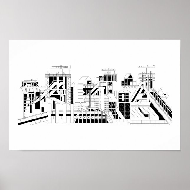 Industrial Metallurgical Combine Silhouette Poster (Vorne)