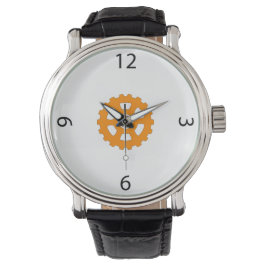 Industrial Orange Gear Cogwheel Armbanduhr