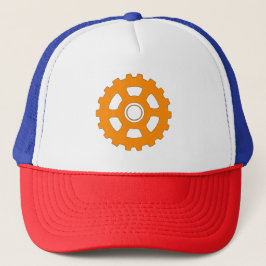 Industrial Orange Gear Cogwheel Truckerkappe