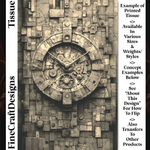 Industrial Sepia Steampunk Clock CZ1S Decoupage Seidenpapier