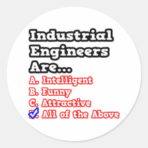 Industrieingenieur Quiz...Joke Runder Aufkleber