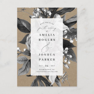 Industriell-rustikaler Chic Floral Save The Date K Ankündigungspostkarte
