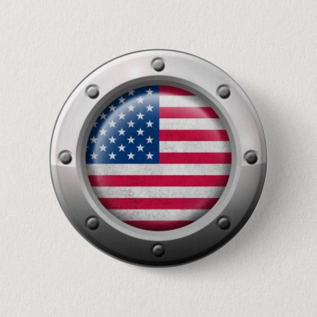 Industrielle amerikanische Flagge mit Stahlgraphik Button (Vorderseite)