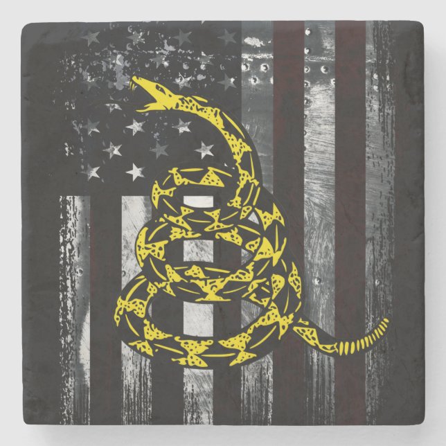 Industrielle amerikanische Flagge und Schlangenuhr Steinuntersetzer (Vorderseite)