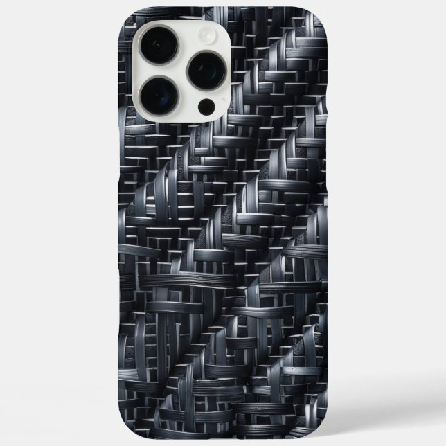 Industrielle Carbon-Faser: 3D-Muster texturiert iPhone 16 Pro Max Hülle (Rückseite)