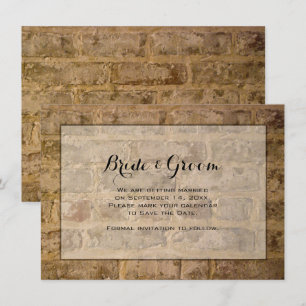 Industrielle Chic Bricks Hochzeit retten das Datum Einladung