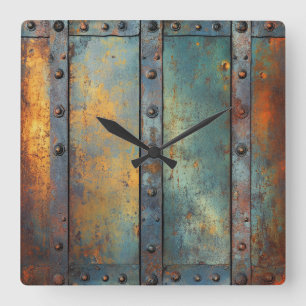 Industrielle Metallwanduhr Quadratische Wanduhr
