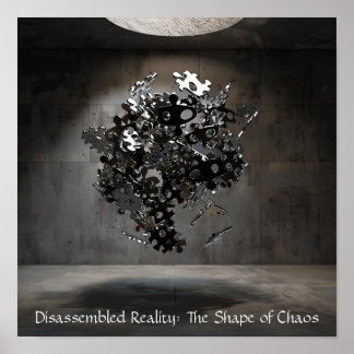 Industrielle Puzzle-Sphäre: Abstrakte Schwimmskulp Poster