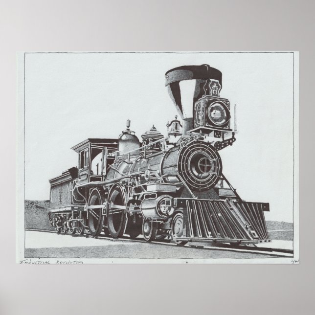"Industrielle Revolution" zeichn der Lokomotive Poster (Vorne)