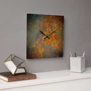 Industrielle Rustikale Rostige Kupfer Inspirierte Quadratische Wanduhr