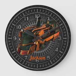 Industrielle Steampunk-Dampflokomotive Große Wanduhr