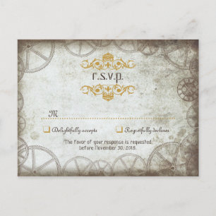 Industrielle Vintage-Steampunk-Hochzeit Einladungspostkarte