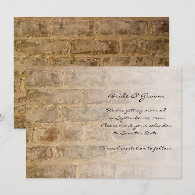 Industrielle Ziegelsteine-Fade-Hochzeit retten das Einladung (Vorne/Hinten)