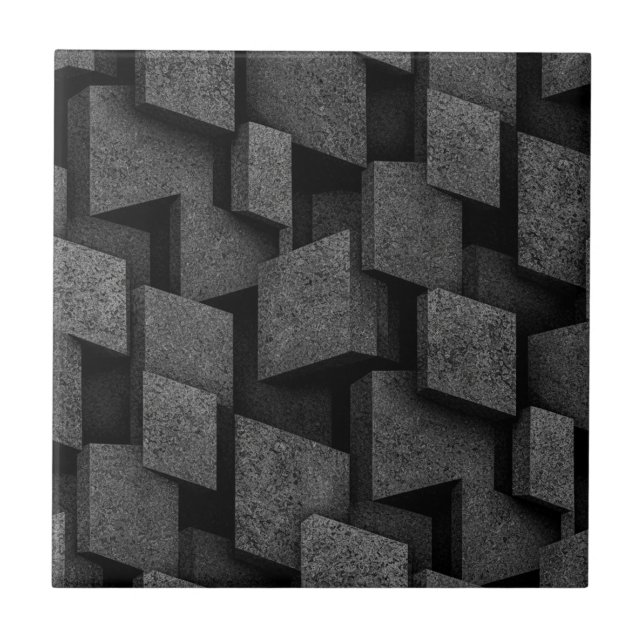Industrieller Brutalist Stone Schwarz Silber Fliese (Vorderseite)