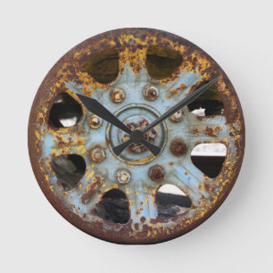 Industrieller Rost: Speichen, Fotografie Runde Wanduhr