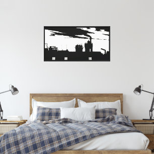 Industrieller Schatten Vintage Amsterdam Skyline Leinwanddruck