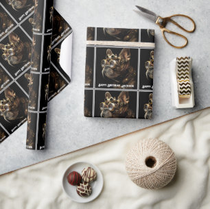 Industrieller Steampunk Französische Bulldogge Geschenkpapier