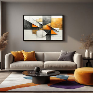 Industrielles abstraktes geometrisches Orange Gold Poster