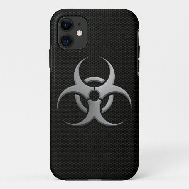Industrielles Biogefahrensymbol mit Stahleffekt Case-Mate iPhone Hülle (Rückseite)