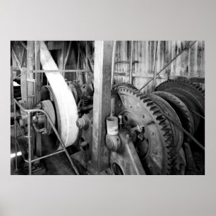 Industrielles Foto - Goldbagger-Räderwerk Poster
