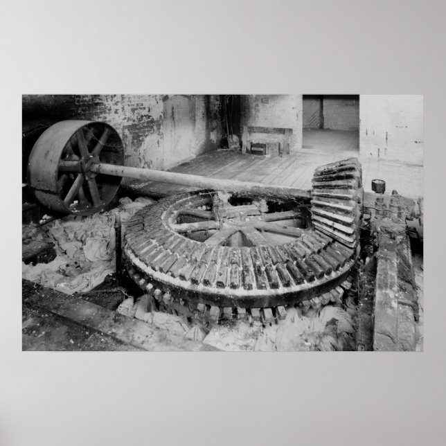 Industrielles Foto - Papiermühle Holzgestänge Poster (Vorne)