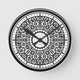 Industrielles geometrisches Emblem-Wanduhr Runde Wanduhr