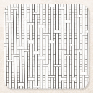 Industrielles Gitter-Schwarz-Weiß Moderne Geometri Rechteckiger Pappuntersetzer