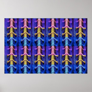 Industrielles, mehrfarbiges Abstract-Design Poster