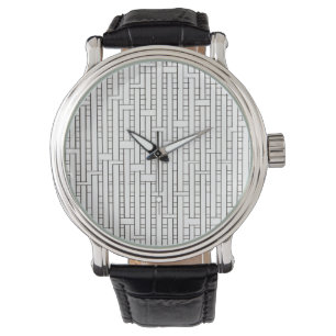 Industrielles Raster-Schwarz-Weiß-Moderne Minimali Armbanduhr