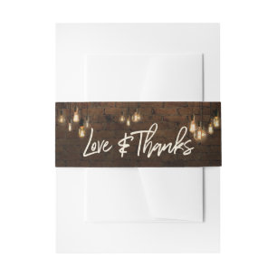 Industriesteine mit Edison Lights Liebe & Danke Einladungsbanderole