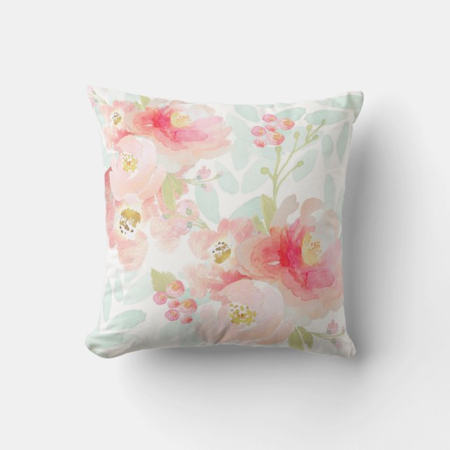 Indy Blüten-Rosa-Plüsch-Kissen Kissen (Vorderseite)