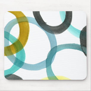 Ineinander greifen der gelben u. blauen Kreise Mousepad