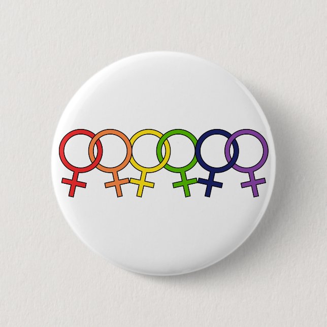 Ineinandergegriffener weiblicher Regenbogen Button (Vorderseite)