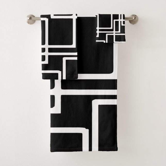Ineinandergreifender weiße Quadrat-künstlerischer Badhandtuch Set (Insitu)