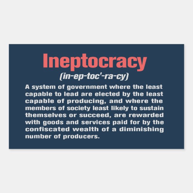 Ineptokratie Definition Aufkleber (Vorderseite)
