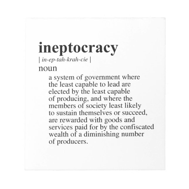 INEPTOKRATIE NOTIZBLOCK (Vorderseite)