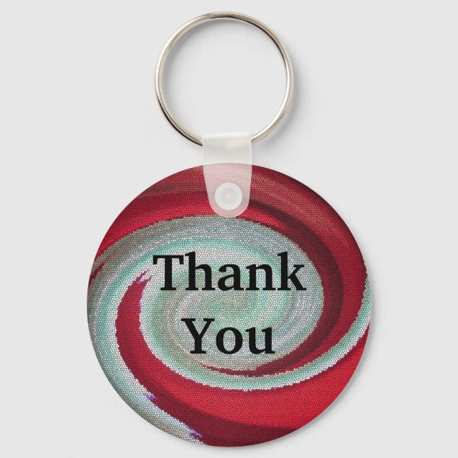 Inexpensive Thank You Token Red Swirl Design Schlüsselanhänger (Vorderseite)