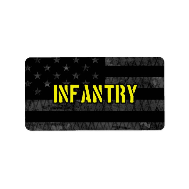 Infanterie unter amerikanischer Flagge Adressaufkleber (Vorne)
