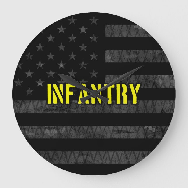Infanterie unter amerikanischer Flagge Große Wanduhr (Vorderseite)