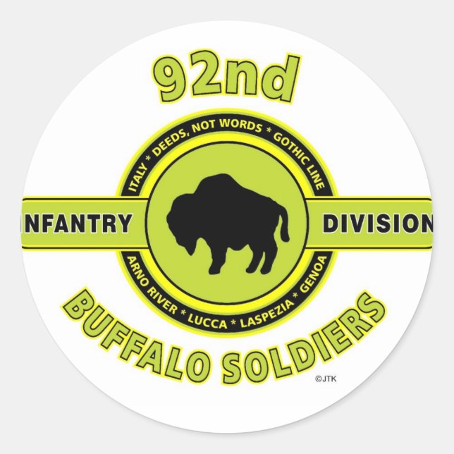 Infanterieabteilung "Buffalo Soldiers" WW II Runder Aufkleber (Vorderseite)
