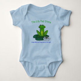 Infant's Frog on a Lily Pad Blue Bodysuit Baby Strampler
